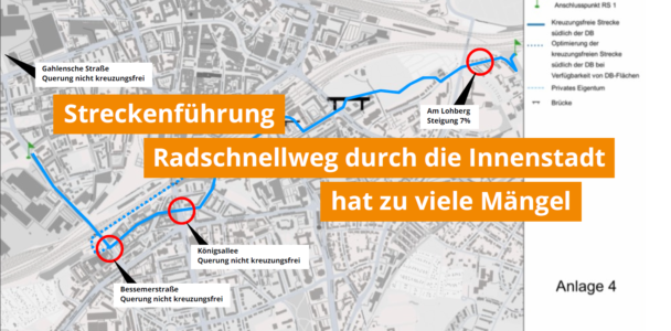 Strecke des RS1 soll in Bochum über 7%-Anstieg gehen - Sollen die Radfahrenden schieben?